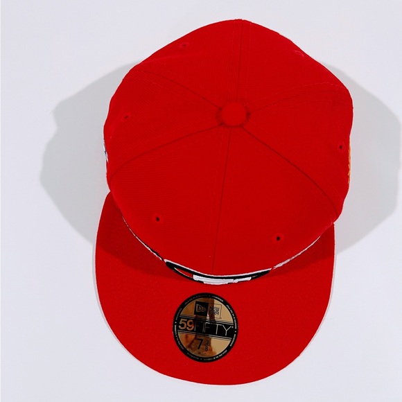 SF 49ERS RED Fitted Hat with Super Bowl Patches. Unisex - Picture 5 of 12